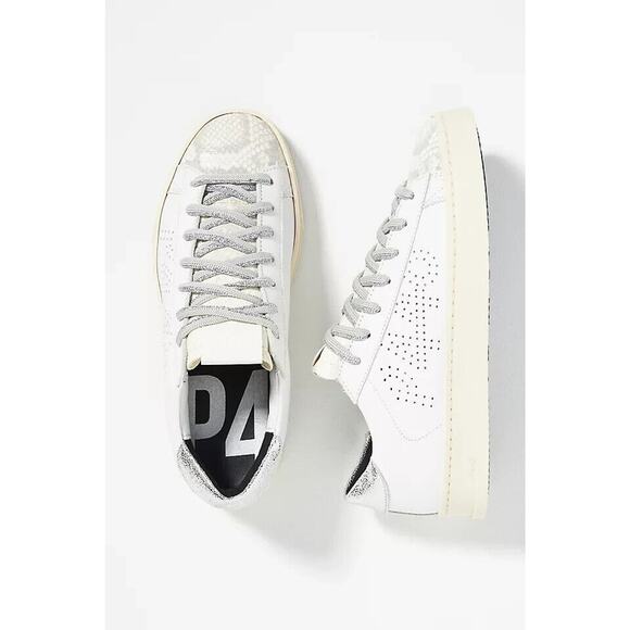 P448 Jack Molly Sneaker White Snake Print Perforated Low Top Lace Up 39 … - Picture 1 of 9